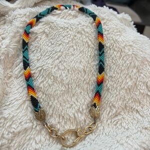 New beaded necklace with gold tone pave cz lobster clasp